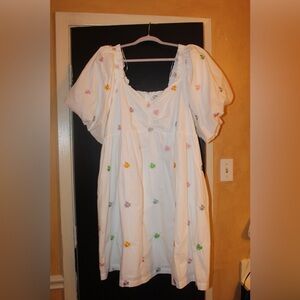 English factory floral embroidery babydoll dress!